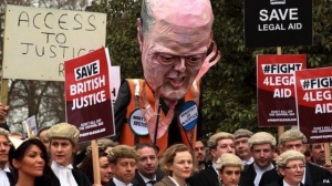Legal Aid cuts protest, photo courtesy of the BBC